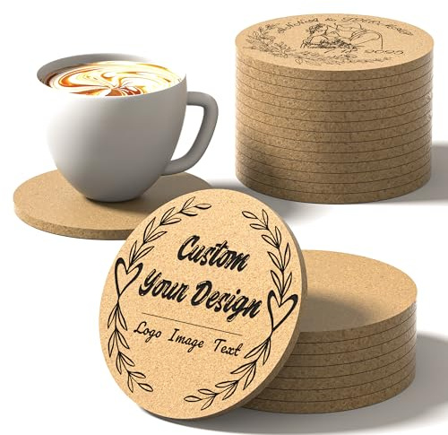 Personalisierte Untersetzer aus Kork, für Getränke, lasergraviert, personalisierbar, Foto-Logo-Text, rutschfest, hitzebeständig, personalisierbar, für Hochzeitsgeschenke oder personalisierte
