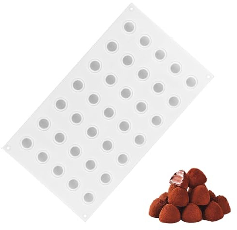 Truffle Chocolate Moulds 35-Cavity Semi Sphere Silicone Mold | White Mini 3D Mousse Cake Mould for Making Chocolate Jelly Pudding Dome Mousse