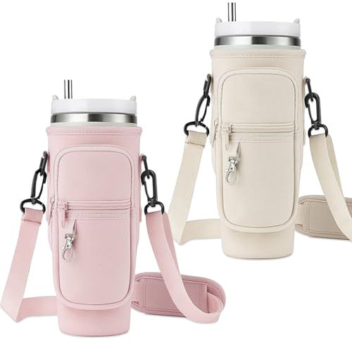 JSTHHTT Wasserflaschenhalter Tasche für Tumbler, 40oz Wasserflasche Träger mit Verstellbarem Schultergurt, Tasche für 1.2L Cup Zubehör, Cup Tasche mit Handytasche, Trinkflasche zum Umhängen