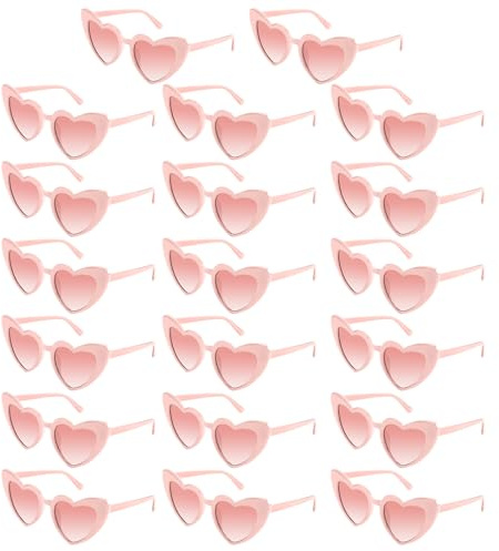 Bouiexye Paquete de 5/10/20 lentes de sol con forma de corazón para despedida de soltera, lentes vintage en forma de corazón para boda, dama de honor, fiesta