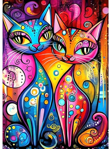 TOSTOG Diamond Painting für Erwachsene,Zwei Katzen Diamant Painting Kits Full Drill Bilder 5D DIY Diamant Malerei Set 30x40cm für Wanddekor