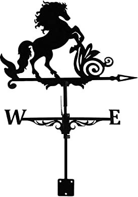 Wetterfahne fürs Dach, Wetterfahne komplett aus Stahlmetall, Windrichtungsanzeige, für Garten, Haus, Schuppen, Zaunpfosten, Pergola
