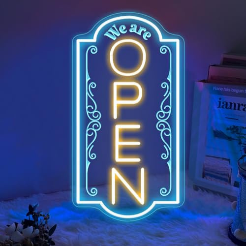 We Are Open neonskylt, vertikal öppen skylt för affärsfönster, väggdekoration, LED-ljus, öppning, LED-ljus, restaurang, café, bar, hotell, butiksöppning, gåva
