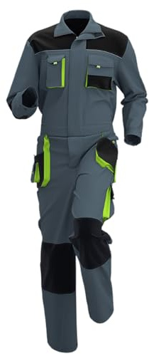 Tuta da lavoro da uomo, oversize, con chiusura lampo, in cotone, a maniche lunghe, patchwork, traspirante, ripstop, abbigliamento da lavoro estivo