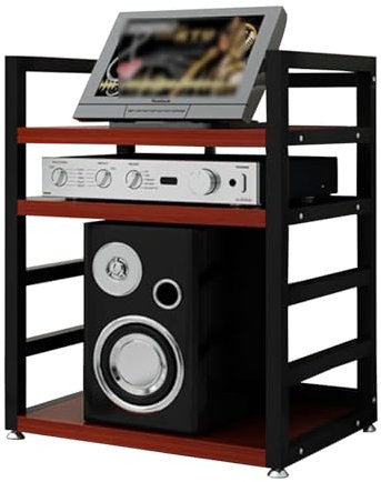WJFTODAY Mueble Multimedia Moderno para Audio y vídeo, Mueble estéreo de 3 Niveles con eson estantes Ajustables, para TV, Consolas de Videojuegos, componentes Multimedia y Dispositivos de transmisión