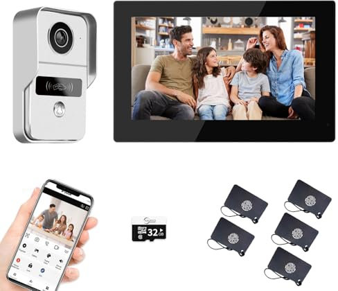 ANJIELO SMART Système d'interphone vidéo à 2 fils avec caméra 1080p, moniteur tactile de 17,8 cm, kit de téléphone vidéo WiFi pour la maison, détection de mouvement, déverrouillage 3 en 1, Tuya (1