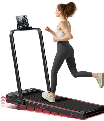 UMAY Walking Pad Treadmill with 9% Incline, Folding Treadmill with Diamond Pattern Running Belt, 12km/h Lightweight Running Machines for Home Office with LED Display, No Assembly