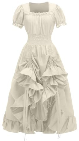 LKRSEEF Costume Femme Moyen Age Élégante Souple 1900 Époque Deguisement Marquise Chic Baggy Gothique Robe Médiévale Chic Moyen Age Grande Taille Robe Renaissance Grande Taille