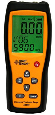 Spessimetro ad ultrasuoni Lamiera digitale Campo di misura: da 1,0 a 300 mm (acciaio) Misuratore di velocità del suono Smart Sensor AS860,Multifunzionale