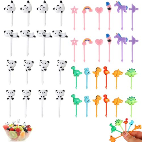 MLRUQRX 40 Pièces Animaux Fourchette De Fruits Accessoires Pour Boîte Bento En Plastique Pour Enfants Fourchettes A Fruits Réutilisable Pour Boîte A Lunch Fête Thé Après-Midi Fête D'Anniversaire