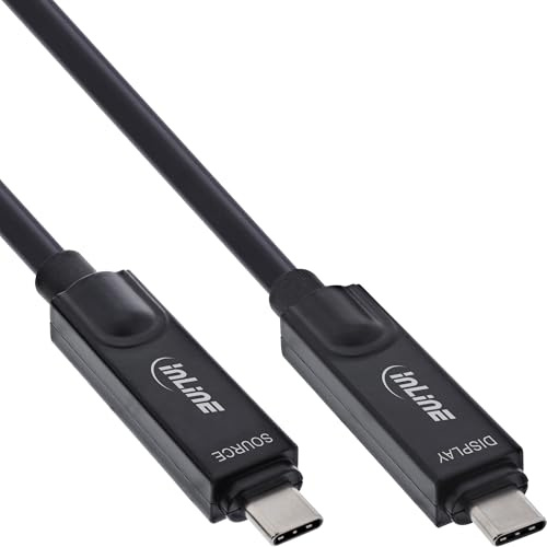 InLine USB 3.2 Gen.2 AOC Kabel, USB-C auf USB-C, aktiv, 8K@60Hz, 10Gb/s, 4K@144Hz, HDR10, Power Delivery, Plug-and-Play, 10m, 35799I