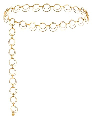 Kettengürtel Verstellbare O-Ring, Gürtel Damen Mode Taillengürtel Metall Taillenkettengürtel Bundkette Taille Kette Gürtel Gold als Modisches Accessoire Mond Taillenkette für Kleider Abendmode