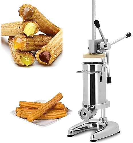 Dfdieratve Kommerzieller Churro-Maker, 3L Manuelle Spanische Donut-Churrera-Maker-Maschine mit 5 Formen, Vertikale Churrera-Maschine aus Edelstahl, Churros-Füllmaschine, für Bäckereien