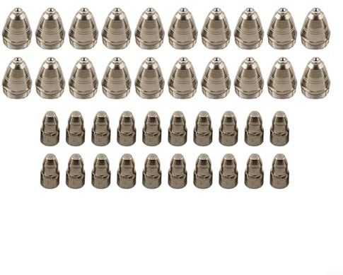 Jonikuper Plasmaschneider-Elektroden- und Düsen-Set für Taschenlampe, 40 Stück (1,5 mm), kompatibel mit CUT-70/80/100/120 Luft-Plasmaschneidmaschinen, Sauerstoff-Kupfer(1,5 mm)
