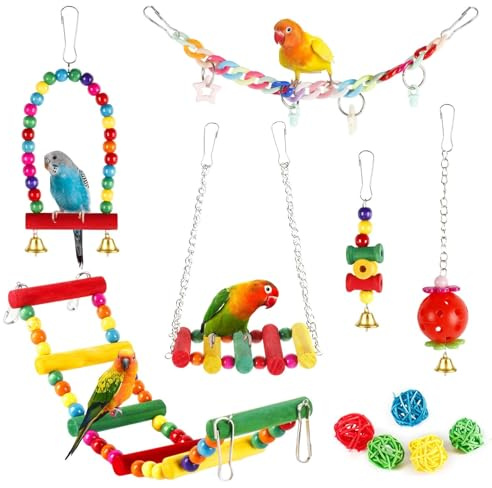 Dwitkul 11 Stück Vogelspielzeug für Wellensittiche Papageienspielzeug Wellensittich Spielzeug Vogelspielzeug Set Vogel Spielzeug Wellensittiche für Sittiche, Liebesvögel