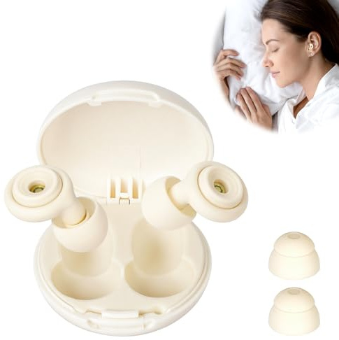 ALIIP Öronproppar Sömnljud, Öronproppar Resor, Öronpluggar Brusreducering, Mjukt Silikon, Hörselskydd, med 6 utbytbara Öronproppar XS/S/M/L och Fodral (Beige)