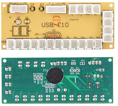 SALALIS Ensemble de Contrôleur de Carte de Circuit imprimé de Joystick Universel Haute Performance pour Ordinateur Portable 98/ME/XP/Vista/7/8, Interface USB Verte ABS 1 X Carte de Contrôle Version