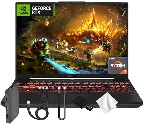 ASUS TUF A16 16 WUXGA 144Hz Gaming Laptop, AMD Ryzen 7 7445HS, GeForce RTX 4050 Graphics, 64GB DDR5, 5TB Storage(4TB SSD&1TB Docking Station Set), Backlit Keyboard, Copilot, Wi-Fi 6, Win 11, Gray