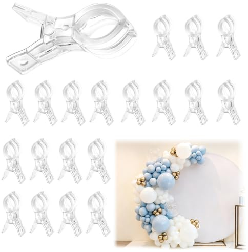 Balloon Arch Clips for Backdrop - Clear Spring Clamps, 3.5 Inch Clamps for Balloon Arch, Heavy Duty Balloon Clips for Backdrop Decoration, Birthday, Wedding, Christmas, Party (20 Pack)