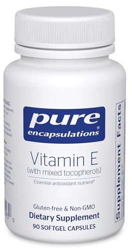 Pure Encapsulations Vitamin E (with Mixed Tocopherols) - Antioxidant Protection & Cellular Function - Contains Mixed Tocopherols - Non-GMO - 90 Softgel Capsules