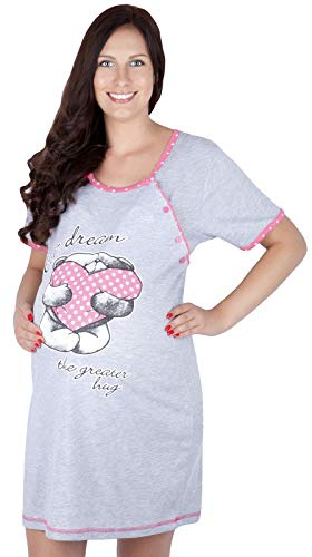 Mija - Camicia da Notte 2 in 1 Cotone Premaman/Allattamento/Allattamento al Seno 2056 U (IT 42, Rosa)