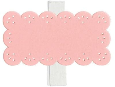 Subitodisponibile 24 PEZZI Targhetta legno traforata ROSA con molletta decorazione bomboni