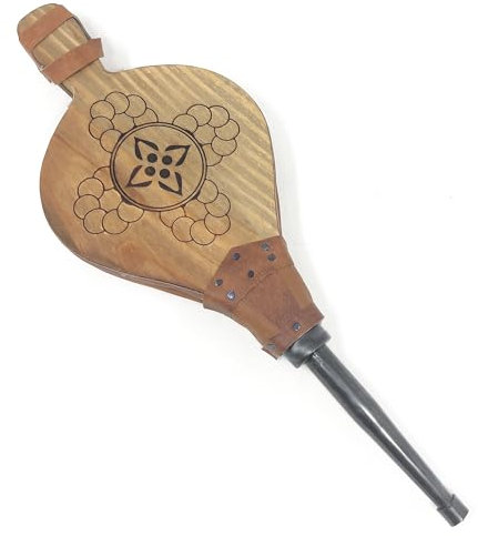 Space Home - Blasebalg für Kamin und Grill - Grill Blasebalg für Kamin und Grill, Handblasebalg Luftbläser für Kamin, Grill, Outdoor Camping, Holzofe Grillgebläse - Natürliches Holz - 51 cm