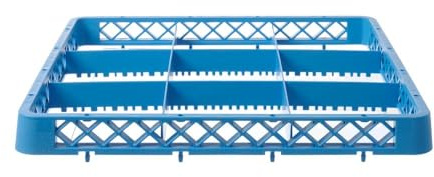 HENDI Spülkorb, Aufsatz für Geschirrspülkorbb, Spülmaschinenkorb, Gläserkorb, für Gläser und Tassen, 9 Fächer, Polypropylen, 500x500x(H)45mm, blau