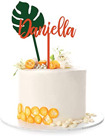 Monstera Custom name Cake Topper Happy Birthday Laser Cut Rustic Birthday Party Birthday Cake