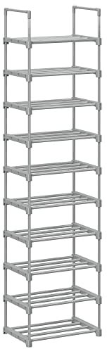 SONGMICS Scarpiera a 10 Ripiani Grande, Scaffale Portascarpe in Metallo, Fai da Te, Scaffale Salvaspazio e Versatile per Ingresso Soggiorno Camera da Letto Cucina, 45 x 30 x 174 cm, Grigio LSA025G02
