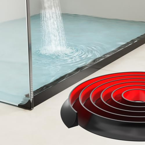 Schwallschutzleiste Dusche Selbstklebend,300CM Schwarz Duschdichtung | Duschwasserstop für rahmenlose Duschtür,Silikon Duschschwelle Wassersperre für Dusch boden,Wasserdamm für Bad und Küche