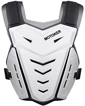 MOTOKER Adult Youth Motocross Chest Protector Riding Armor Vest Dirt Bike Back Protector Motorcycle Racing (White)