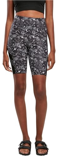 Urban Classics Damer Damer High Waist Tech Mesh AOP Cycle Shorts, blackuniverse, S