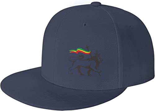 Rasta Lion of Judah Casquette de baseball à bord plat pour homme et femme Chapeau réglable Noir, couleur photo, taille unique