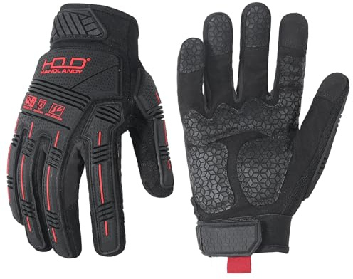AIGEVTURE Anti Vibration Work Gloves High Impact Reducing Heavy Duty Mechanic Gloves with Grip Safety Impact gloves,SBR Padding, TPR Protector Black X Large