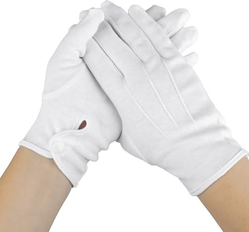 Salbsever Thin Cotton Gloves for Men & Women - White Parade Gloves for Formal Marching Uniforms