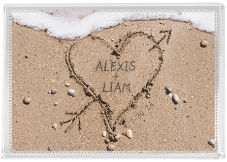 Let's Make Memories Personalized Heart in Sand Glass Block - For Couples - Wedding - Anniversary - 5Wx3.5H