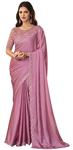 TRENDMALLS Women's Silk Embroidered Heavy Border Saree With Unstitched Designer Blouse saree for women
