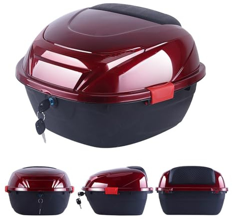 JEDAL Motorradkoffer abschließbar Motorrad Top Case Motorrad Tail Top Box Trunk, Wasserdicht Topcase für Motorroller 35L Universal Motorrad Top Box (Farbe : Weinrot)