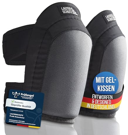 LauterSchutz® Genouillères professionnelles en gel pour le travail – Revêtement antidérapant et double fermeture confortable – Pour artisans et bricoleurs (noir, slim)