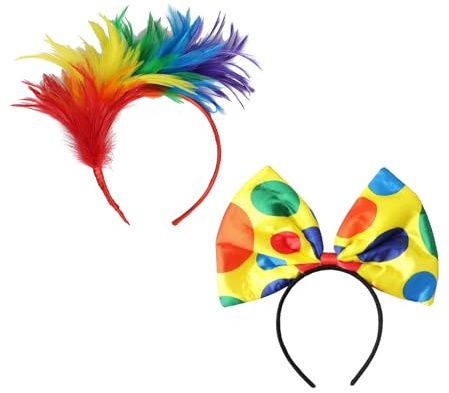 Deauparkoty 2 Stück Haarreif Clown Kostüm Damen Regenbogen Papagei Haarschmuck Kopfschmuck Lustiges Karneval Circus Accessoires für Karneval Fasching Zirkus Mottoparty Halloween