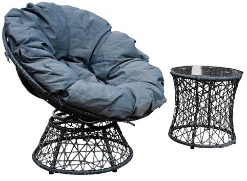 Bello Giardino | Gartenliege Twist - Drehbare Relaxliege aus Technorattan, Wetterfest und Langlebig, Inkl. Wasserdichtem Kissen, Modernes Design für Terrasse und Balkon, Grau Melange