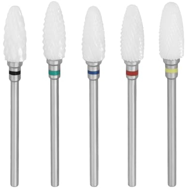VGOL Lot de 5 forets en céramique de 50,9 mm de diamètre pour ongles en acrylique et limes à ongles électriques - Jaune, rouge, bleu, vert, noir