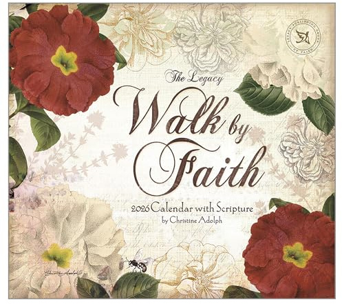Legacy Publishing Group 2026 Wall Calendar 12-Month Schedule Organizer 12 x 13 Inch Paper With Brass Grommet Walk By Faith