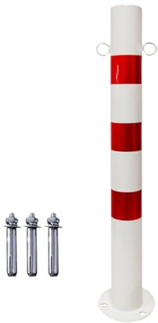 MagiDeal Poteau de borne de 30 po de hauteur, barrière d'allée, poteau de barrière de stationnement rouge et blanc, colonne d'avertissement pour