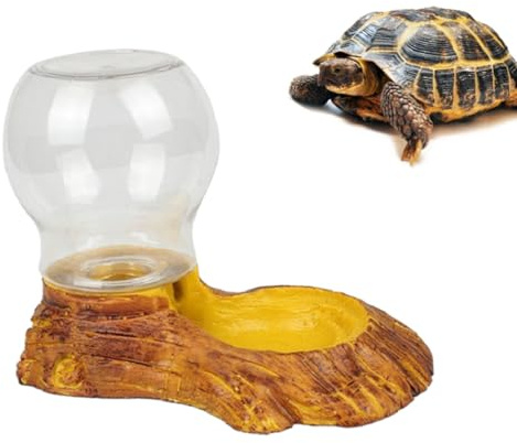 ELEOUTI Drinking Fountain Resin Wood Shape Automatic Water Feeder Reptile | Tasteless, Easy Cleaning, Smooth Surface, Resistant Coating, for Reptiles, Terrarium Bowl, Decor