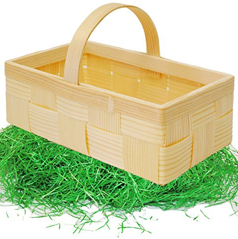 alles-meine.de GmbH Set Ostergras & 3 Bastkörbe/Bastkörbchen - MITTEL - Natur - z.B. Blumenstreukörbchen/Körbchen - als Deko z.B. für Osterei/Ei zum befüllen - Weidenkorb..