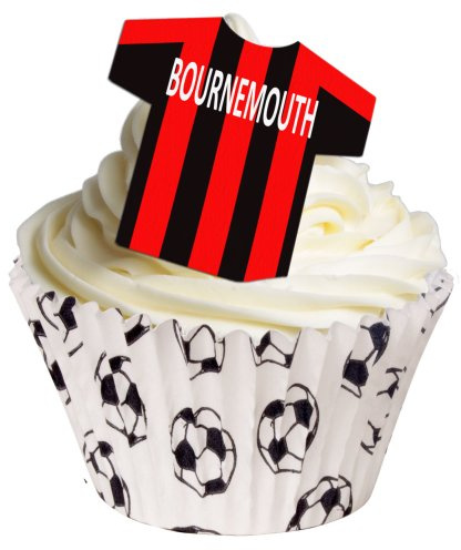 24 Edible T Shirt Decorations - Great for Bournemouth Fans - Perfectly pre-Cut Wafer just pop Them Out the Packaging and top Them on Your Cake - Pack of 24 - by CDA Products Ltd