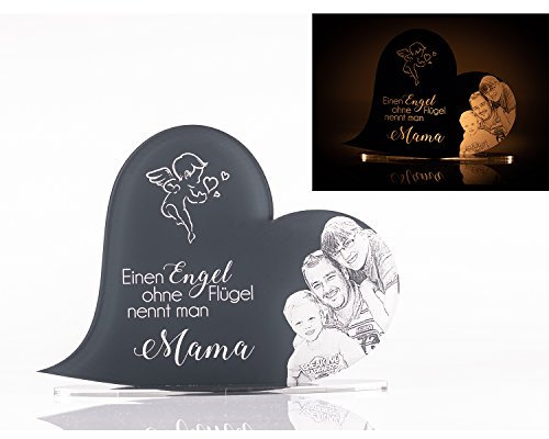 CHRISCK design Standherz als Geschenkidee zum Muttertag Fotogravur(Wunschgravur)