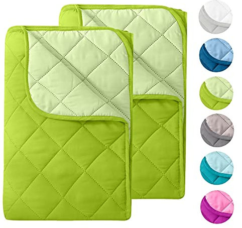wometo 2 Stück Microfaser Sommer Steppbett Wende-Design 135x200 oekoTex - grün und hellgrün Kochfest 95° Sommerbettdecke Leichtsteppbett I ohne Bezug verwendbar I 2er Set